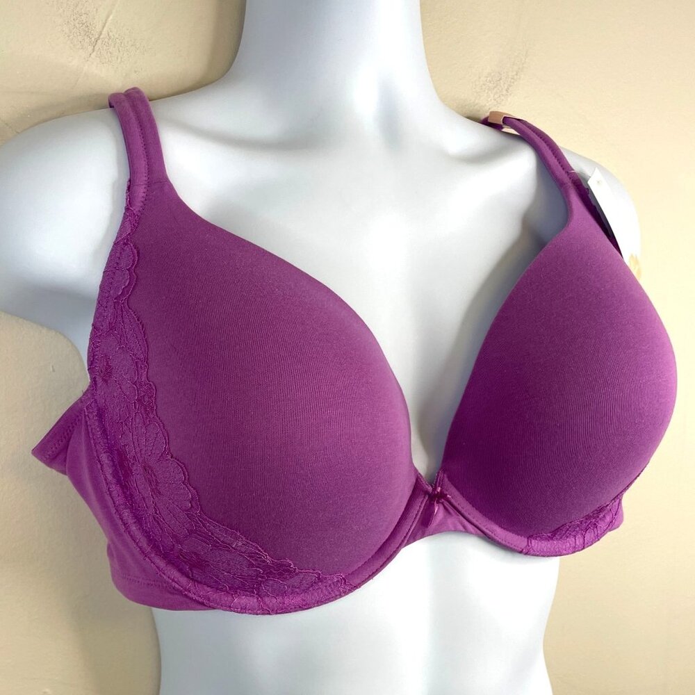 Lane‎ Bryant Cacique Boost Plunge Bra NWT Purple Womens 44DD Padded Underwire